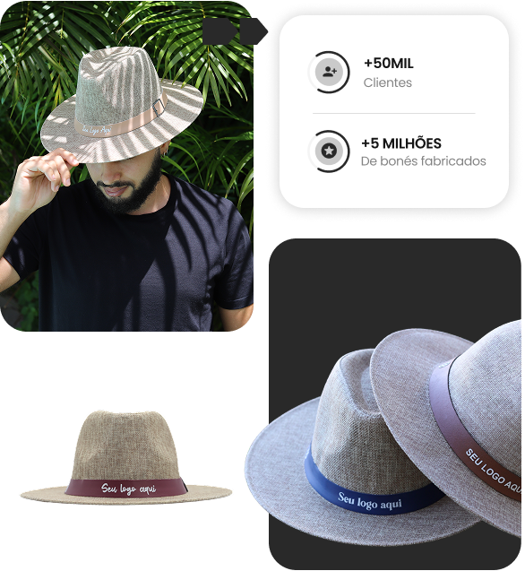 Chapéu personalizado modelo austin com fita personalizável